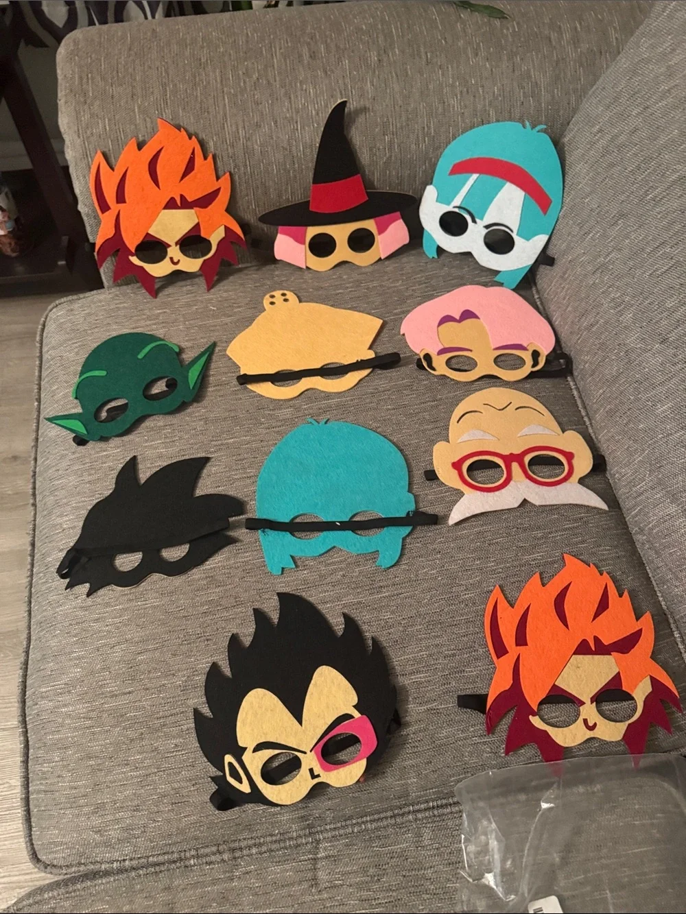 ***2/$15***  11 Colorful Felt Cartoon Character Masks - Assorted Faces